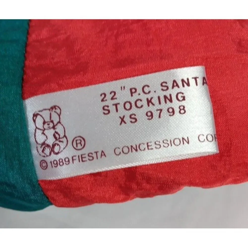 Fiesta 1989 Santa Claus Christmas Stocking Puffy Style Nylon Plush Stuffed 22in